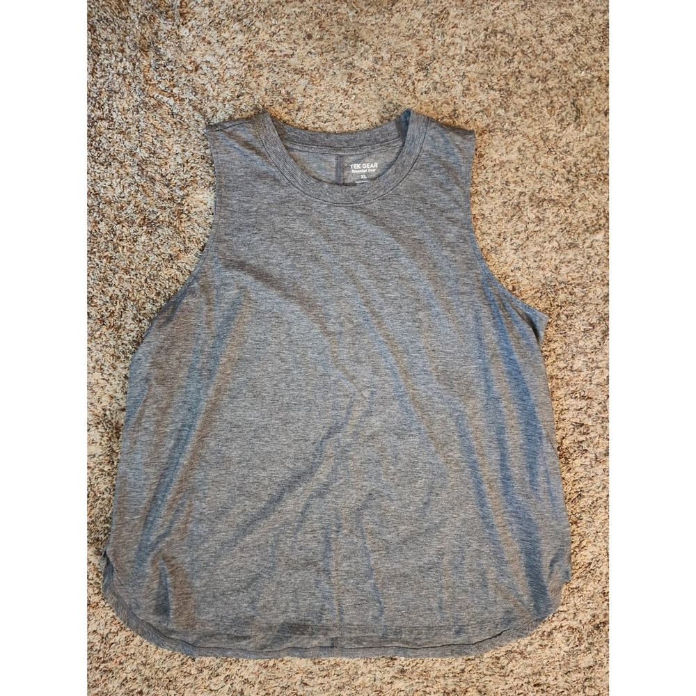Tek Gear Essential Gear Gray Heathered Muscle Tank Top Size XL Tencel Blend